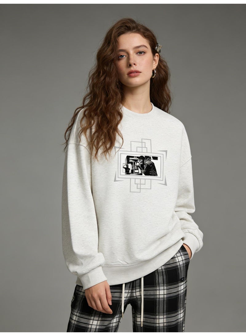 retro photo graphic T-neck sweatshirt | Unisex oversized pullover, retro casual and street style - Image 5